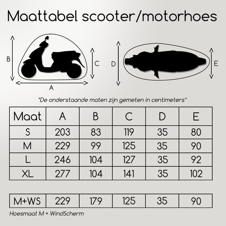 Scooterhoes / Motorhoes / Brommerhoes - Maxxcovers - Maat M + WS (Windscherm Scooter)