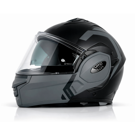 Vito Reverse Systeemhelm met Zonnevizier - Zwart/Grijs - Maat XL