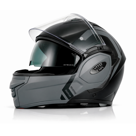 Vito Reverse Systeemhelm met Zonnevizier - Zwart/Grijs - Maat XL